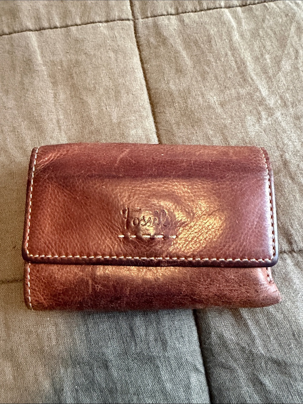 Fossil Men's Dark Brown Leather Key & Card Holder